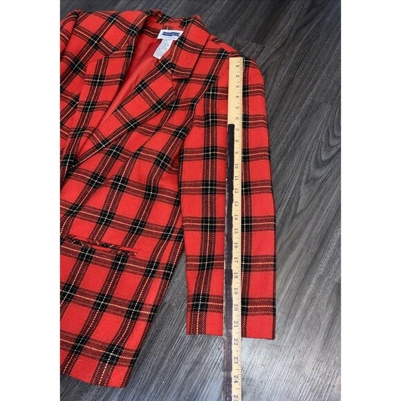 Vintage Prophecy Sag Harbor 90s Plaid Red Black Oversize Blazer Size 14 L/XL - Picture 6 of 11